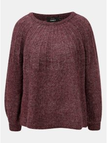 Vínový žíhaný svetr s příměsí vlny ONLY Hanna