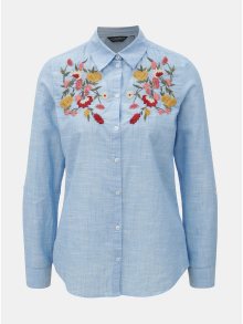 Světle modrá košile s výšivkou květin Dorothy Perkins