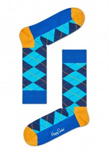 Happy Socks modré kárované ponožky Argyle  - 36-40