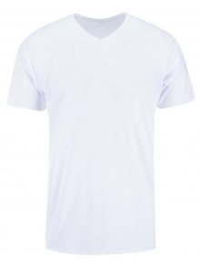 Bílé basic tričko s véčkovým výstřihem Selected Homme Pima