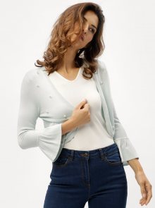 Mentolové bolerko s korálky ve tvaru perel M&Co Cardi