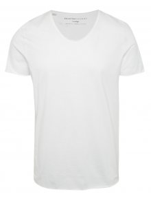 Bílé basic tričko s krátkým rukávem Selected Homme Newmerce