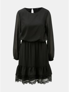 Černé šaty s dlouhým rukávem a krajkovými detaily VERO MODA