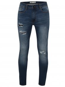 Modré super skinny džíny s potrhaným efektem Burton Menswear London 