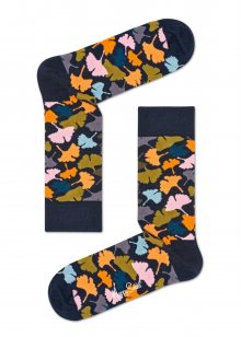 Happy Socks tmavě modré ponožky s barevnými listy Ginko  - 36-40