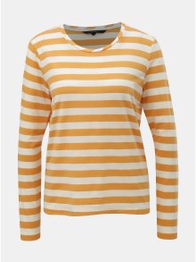 Krémovo-oranžové pruhované basic tričko s dlouhým rukávem VERO MODA Sonia