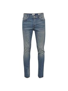 Tmavě modré slim džíny s výrazným vyšisovaným efektem ONLY & SONS Loom