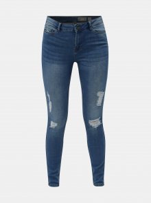 Modré slim fit džíny s potrhaným efektem VERO MODA Seven