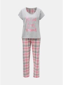 Šedo-růžové dvoudílné pyžamo s třpytivým nápisem Dorothy Perkins