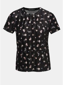 Černé sametové květované žebrované tričko TALLY WEiJL