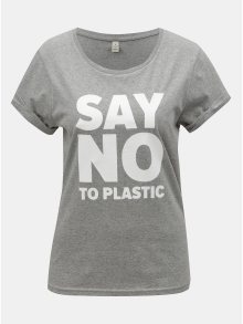 Šedé dámské žíhané tričko s potiskem ZOOT Original Say no to plastic