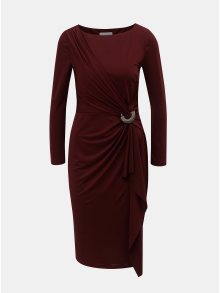 Vínové šaty s volánem s kovovou ozdobou Lily & Franc by Dorothy Perkins