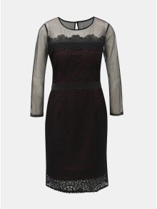 Vínovo-černé krajkové šaty s průsvitnými detaily Dorothy Perkins
