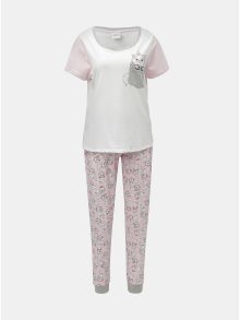 Růžovo-bílé dvoudílné pyžamo s motivem koček Dorothy Perkins Disney