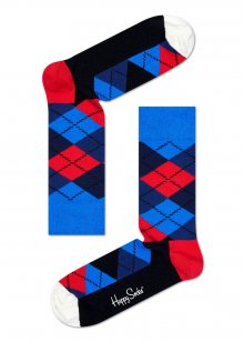 Happy Socks modro-červené kárované ponožky Argyle - 36-40