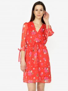 Červené květované šaty s 3/4 rukávem VERO MODA Lili mini