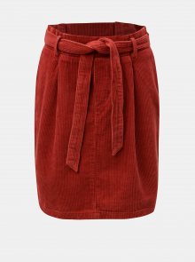 Červená manšestrová sukně s mašlí ONLY Cord
