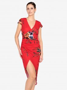Červené květované asymetrické šaty AX Paris
