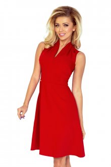 Dámské společenské šaty bez rukávů s širokou sukní červené - M