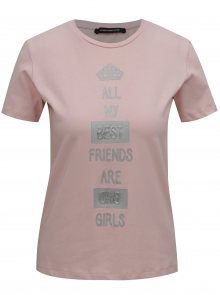 Růžové tričko s potiskem ve stříbrné barvě Fornarina Cara 1