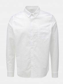 Bílá košile s náprsní kapsou a dlouhým rukávem Burton Menswear London