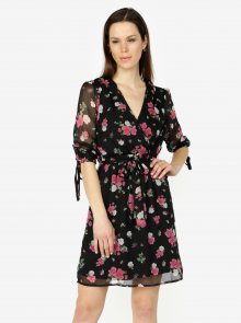 Černé květované šaty s 3/4 rukávem VERO MODA Lili mini