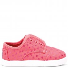 Toms růžové dětské boty Paseo Pink Canvas Hearts - 22
