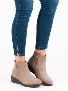 Semišové béžové botky na zip