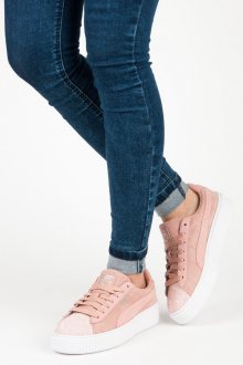 Klasické růžové kožené tenisky na platformě zn.Puma