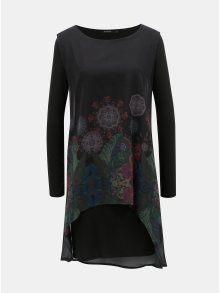 Černé vzorované šaty s dlouhým rukávem Desigual Gretel