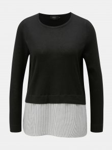Černý lehký svetr s všitou halenkovou částí ONLY New