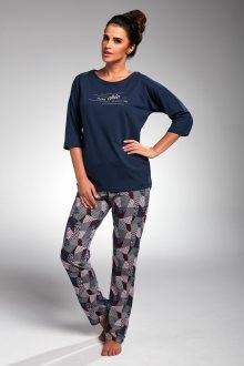 Dámské pyžamo Cornette 144 - barva:COR175/tmavě modrá / růžová, velikost:M