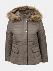 Béžová zimní prošívaná bunda s umělým kožíškem M&Co Petite