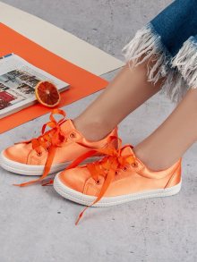 Krásné  tenisky oranžové dámské bez podpatku