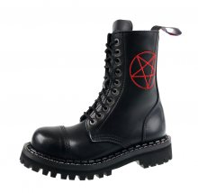 boty kožené unisex - 10 dírkové - STEADY´S - STE/10/H_pentagram red