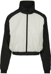 Urban Classics Ladies Short Raglan Crinkle Batwing Jacket blk/wht - XS
