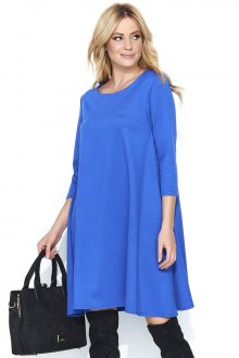 Dámské šaty na denní nošení ve volném střihu středně dlouhé modré - M