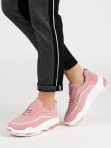 Jedinečné růžové dámské  tenisky bez podpatku