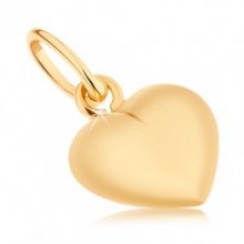 Přívěsek ve žlutém 9K zlatě - vypouklé srdce, zrcadlový lesk, oboustranný GG46.01