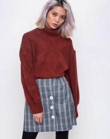 House of Sunny Turtleneck Cable Knit Jumper Reddish Brown 38