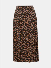 Oranžovo-černá plisovaná midi sukně s leopardím vzorem Dorothy Perkins