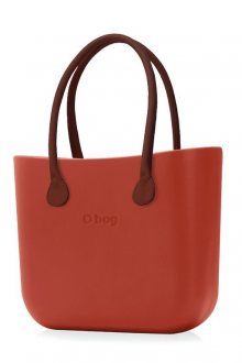 O bag  oranžové kabelka Terracotta s hnědými dlouhými koženkovými držadly