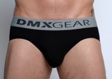 DMXGEAR pánské černé slipy Essential Brief s šedou gumou v pase
