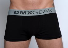 DMXGEAR pánské černé boxerky s krátkou nohavičkou Essential Boxer s šedou gumou v pase