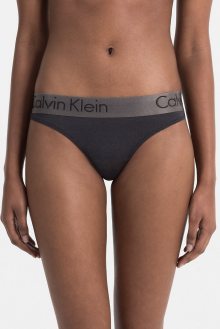Calvin Klein šedé kalhotky s širokou stříbrnou gumou - XS