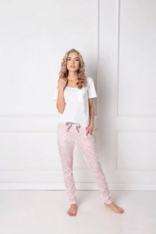 Aruelle Q Long Bílo-růžové Dámské pyžamo XL bílo-růžová