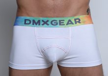 DMXGEAR pánské bílé sportovní boxerky s krátkou nohavičkou PRIDE Boxers