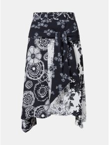 Bílo-černá květovaná sukně Desigual Paola