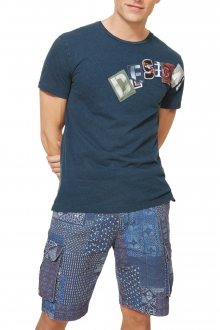 Desigual modré pánské tričko TS Dereck s logem - M