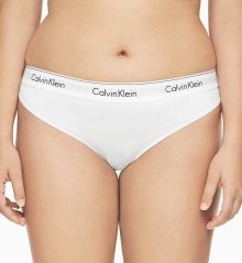 Calvin Klein bílá tanga Thong Modern Cotton Plus Size s širokou gumou - XL